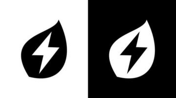 Blitz Bolzen Öko Leistung Energie Natur schwarz und Weiß Symbol Design vektor