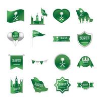 Königreich Saudi-Arabien Nationalfeiertag Feier Freiheit Nationale Symbole Set Farbverlauf Stil vektor