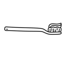 tandborste med tandkräm isolerat på vit bakgrund. oral hygien. vektor ritad för hand illustration i klotter stil. perfekt för dekorationer, logotyp, olika mönster.