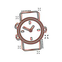 vektor tecknad serie Kolla på ikon i komisk stil. klocka tecken illustration piktogram. timer företag stänk effekt begrepp.