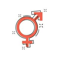 Vektor Cartoon Geschlecht gleich Symbol im Comic-Stil. Männer und Frauen unterzeichnen Illustrationspiktogramm. Sex-Business-Splash-Effekt-Konzept.
