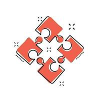 Karikatur Puzzle Symbol im Comic Stil. Puzzle Zeichen Illustration Piktogramm. Puzzle Spiel Spritzen Geschäft Konzept. vektor