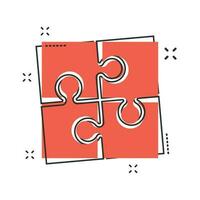 Karikatur Puzzle Symbol im Comic Stil. Puzzle Zeichen Illustration Piktogramm. Puzzle Spiel Spritzen Geschäft Konzept. vektor