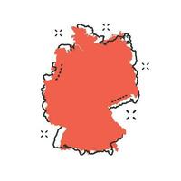 Karikatur Deutschland Karte Symbol im Comic Stil. Deutschland Illustration Piktogramm. Land Erdkunde Zeichen Spritzen Geschäft Konzept. vektor