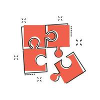tecknad serie pussel ikon i komisk stil. kontursåg tecken illustration piktogram. pussel spel stänk företag begrepp. vektor