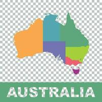 Australien Karta Färg med regioner. vektor platt