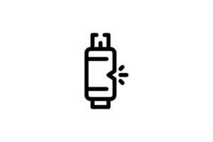 batteri läckt ikon förorening linje stil fri vektor