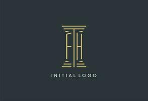 fh Initiale Monogramm mit Säule gestalten Logo Design vektor