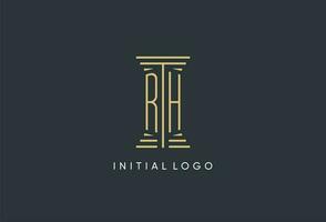 rh Initiale Monogramm mit Säule gestalten Logo Design vektor