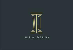 vj första monogram med pelare form logotyp design vektor