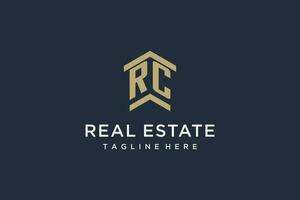Initiale rc Logo zum echt Nachlass mit einfach und kreativ Haus Dach Symbol Logo Design Ideen vektor