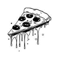 Scheibe von Pizza Illustration, köstlich Jahrgang Radierung Essen Design vektor