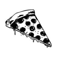 skiva av pizza illustration, utsökt årgång etsning mat design vektor