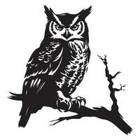 Uggla silhuett, Uggla maskot logotyp, Uggla svart och vit djur- symbol design, fågel ikon. vektor
