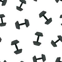 hantel kondition Gym ikon sömlös mönster bakgrund. företag begrepp vektor illustration. skivstång bodybuilding sport symbol mönster.