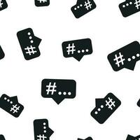 Hashtag Symbol nahtlos Muster Hintergrund. Geschäft Konzept Vektor Illustration. Sozial Medien Marketing Symbol Muster.
