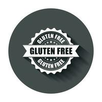 gluten fri grunge sudd stämpel. vektor illustration med lång skugga. företag begrepp Nej gluten friska stämpel piktogram.