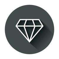 diamant juvel pärla vektor ikon i platt stil. diamant ädelsten illustration med lång skugga. Smycken lysande begrepp.