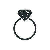 engagemang ringa med diamant vektor ikon i platt stil. bröllop smycke ringa illustration på vit isolerat bakgrund. roman relation begrepp.