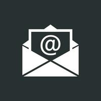 Mail Briefumschlag Symbol Vektor isoliert auf schwarz Hintergrund. Symbole von Email eben Vektor Illustration.