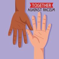 tillsammans mot rasism med händer, svarta liv betyder koncept vektor