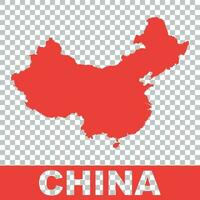 Kina Karta. färgrik röd vektor illustration på isolerat bakgrund
