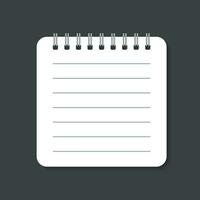 realistisch Vorlage Notizblock mit Spiral. leer Startseite Design. Schule Geschäft Tagebuch. Büro Schreibwaren Notizbuch auf schwarz Hintergrund vektor