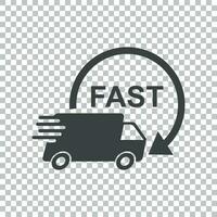 leverans lastbil vektor illustration. snabb leverans service frakt ikon. enkel platt piktogram för företag, marknadsföring eller mobil app internet begrepp