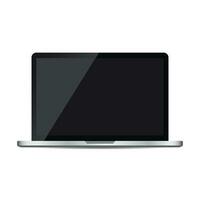 Laptop mit schwarz Bildschirm eben Symbol. Computer Vektor Illustration auf Weiß Hintergrund.