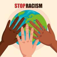 Stoppen Sie Rassismus, mit Händen und Weltplaneten, Konzept der schwarzen Leben ist wichtig vektor