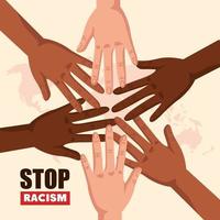 Stoppen Sie Rassismus, mit gefalteten Händen, Konzept für schwarze Leben vektor