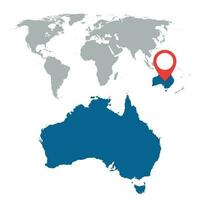 detailliert Karte von Australien und Welt Karte Navigation Satz. eben Vektor Illustration.