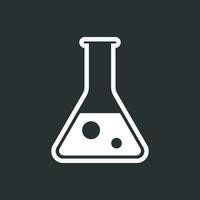 kemisk testa rör piktogram ikon. laboratorium glas eller bägare Utrustning isolerat på svart bakgrund. experimentera kolvar. trendig modern vektor symbol. enkel platt illustration