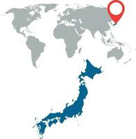 detailliert Karte von Japan und Welt Karte Navigation Satz. eben Vektor Illustration.