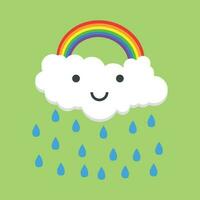 Farbe glücklich Regenbogen mit Regen. Vektor Illustration