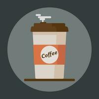 Kaffee Tasse Symbol mit Text Kaffee auf grau Hintergrund. eben Vektor Illustration
