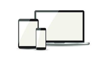 realistisch Gerät eben Symbole Smartphone, Tablette, Laptop. Vektor Illustration auf Weiß Hintergrund