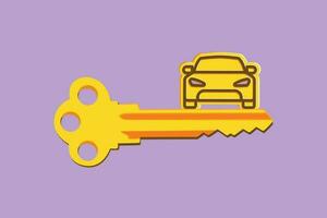 grafisk platt design teckning stiliserade bil nycklar logotyp, ikon, mall, märka, symbol. försäljning, hyra och inköp av bil. bil uthyrning begrepp. lämplig för fordon företag. tecknad serie stil vektor illustration