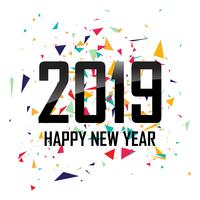 Gott nytt år 2019 med konfetti färgstark bakgrund vektor