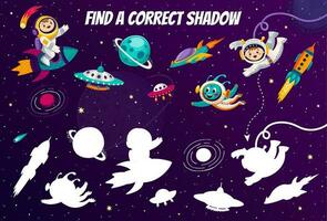 finden richtig Schatten im Raum mit Kind Astronaut vektor