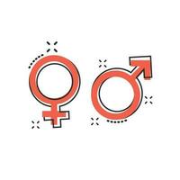 vektor tecknad serie kön ikon i komisk stil. män och kvinnor tecken illustration piktogram. sex företag stänk effekt begrepp.