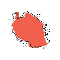 Vektor Cartoon Tansania Kartensymbol im Comic-Stil. Tansania Zeichen Abbildung Piktogramm. Kartografie-Karten-Business-Splash-Effekt-Konzept.