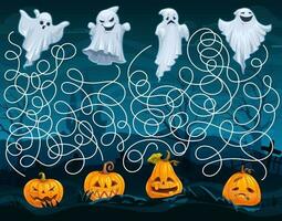 Halloween Kinder Labyrinth Labyrinth, Hilfe zu Geister vektor