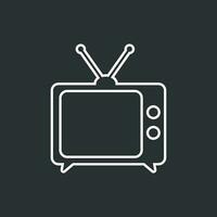 Fernseher Symbol Vektor Illustration im Linie Stil isoliert auf schwarz Hintergrund. Fernsehen Symbol zum Netz Seite? ˅ Design, Logo, Anwendung, ui.