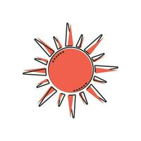 vektor tecknad serie Sol ikon i komisk stil. sommar solsken begrepp illustration piktogram. Sol företag stänk effekt begrepp.