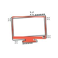 Vektor Karikatur Computer Monitor Symbol im Comic Stil. Fernsehen Konzept Illustration Piktogramm. Fernseher Anzeige Geschäft Spritzen bewirken Konzept.