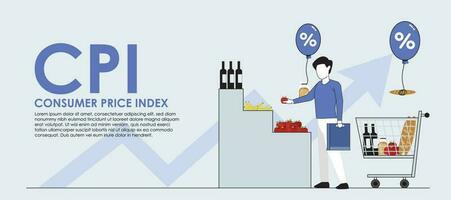 man handla mat inflation begrepp platt illustator vektor