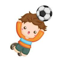 wenig Junge spielen Fußball Ball Fußball Sport Aktivität Illustration Vektor Clip Art Aufkleber Karikatur Kinder