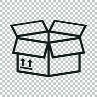 öffnen Box Symbol. Versand Pack eben Vektor Illustration auf isoliert Hintergrund.