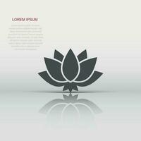 Lotus-Symbol im flachen Stil. Blumenblatt-Vektorillustration auf weißem getrenntem Hintergrund. Geschäftskonzept der Blütenpflanze. vektor